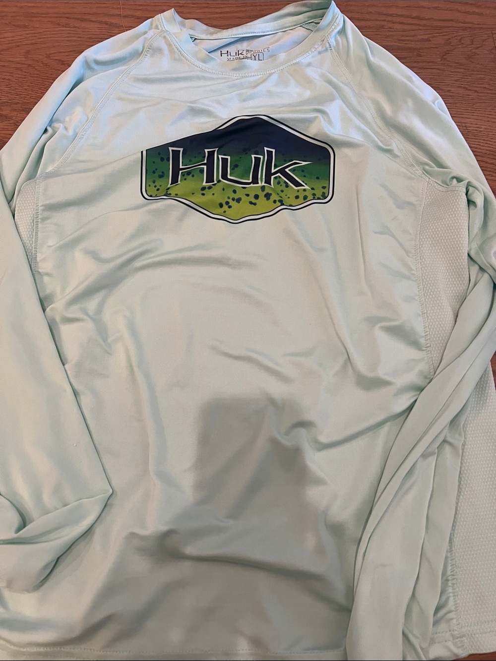 Huk Long Sleeve Shirt in Light Mint with Green Logo